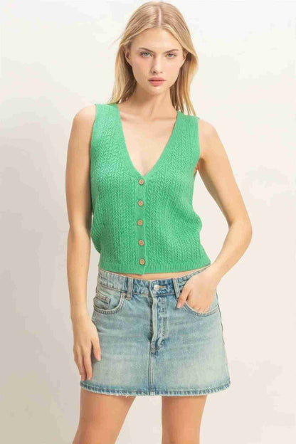 Débardeur Femme Col V Maille Côtelée - Coton Acrylique by CCWHOLESALECLOTHING