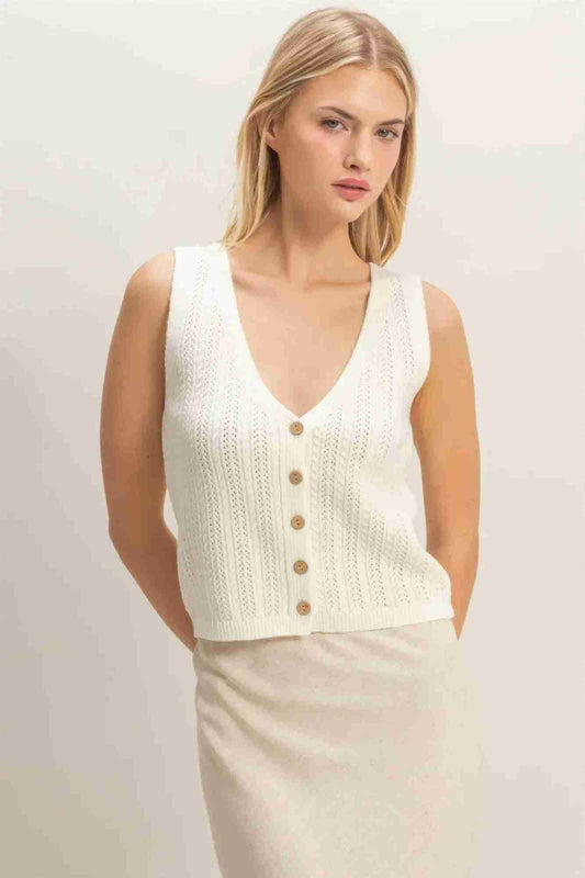 Débardeur Femme Col V Maille Côtelée - Coton Acrylique by CCWHOLESALECLOTHING
