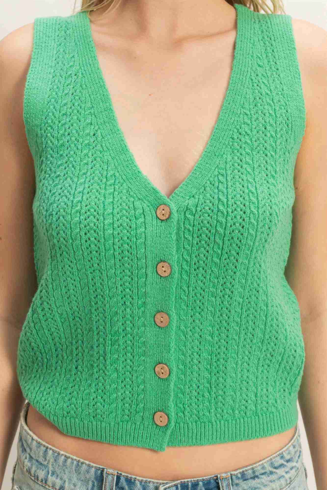 Débardeur Femme Col V Maille Côtelée - Coton Acrylique by CCWHOLESALECLOTHING