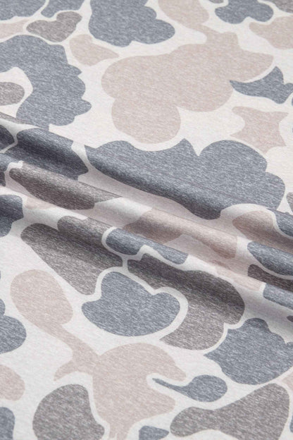 Robe décontractée imprimé camouflage femme – Manches courtes, fente latérale