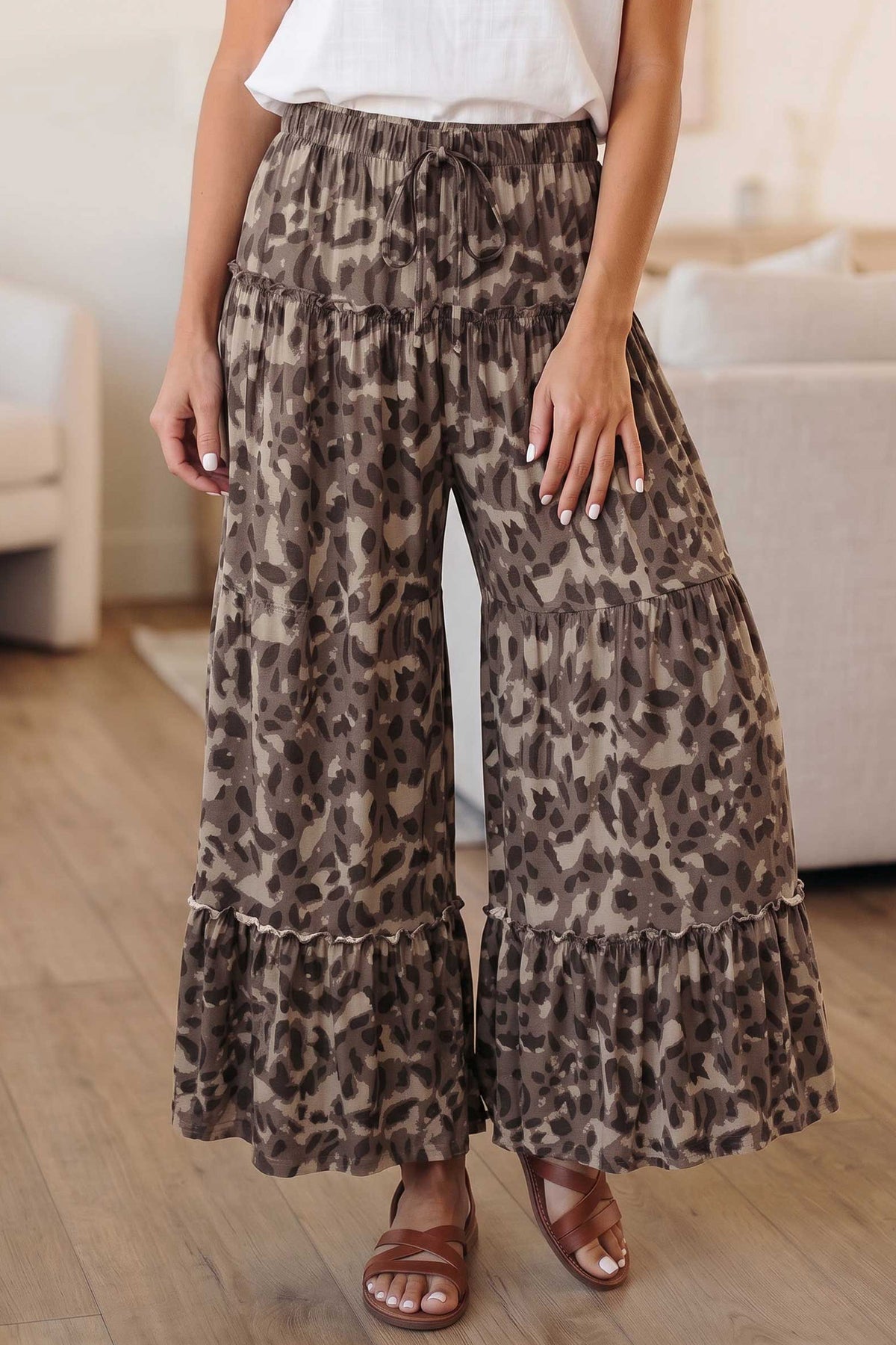 Pantalon Large Camouflage Multicolore – Coupe Wide Leg Casual