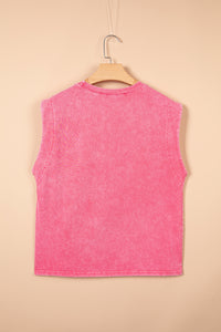 Débardeur femme rose sans manches, dos uni