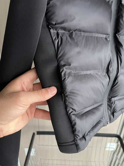 Doudoune légère noire femme à capuche, col montant et fermeture zippée – vue 10