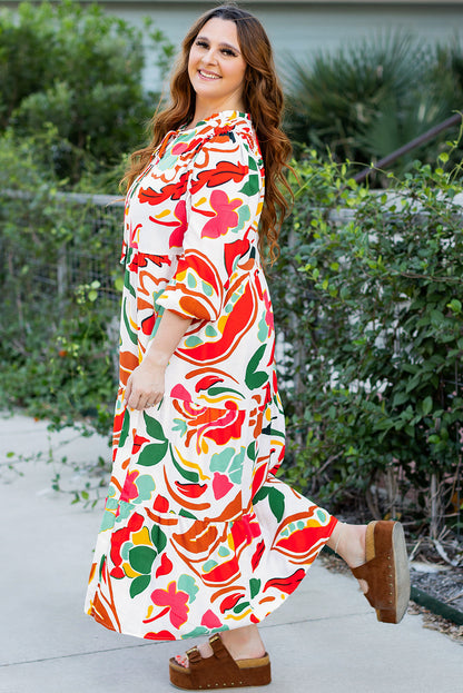 Robe longue grande taille Élégante imprimé floral