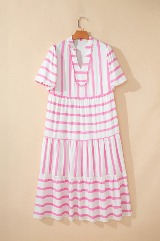 Robe Maxi Grandes Tailles Élégante Rayée Été
