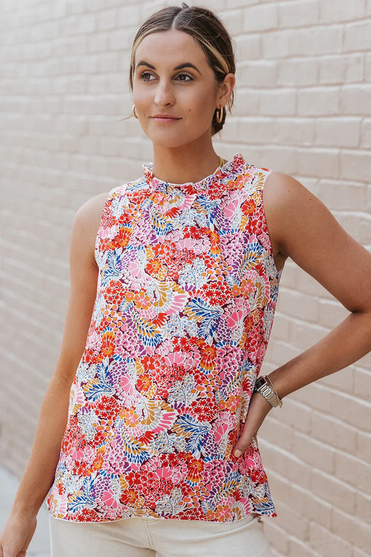 Débardeur Floral Multicolore - Sans Manches Ample Femme - Oléna-Fashion