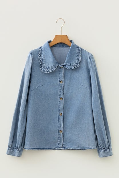 Jean Élégant Beau Blue Ruffled