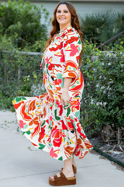 Robe longue grande taille Élégante imprimé floral