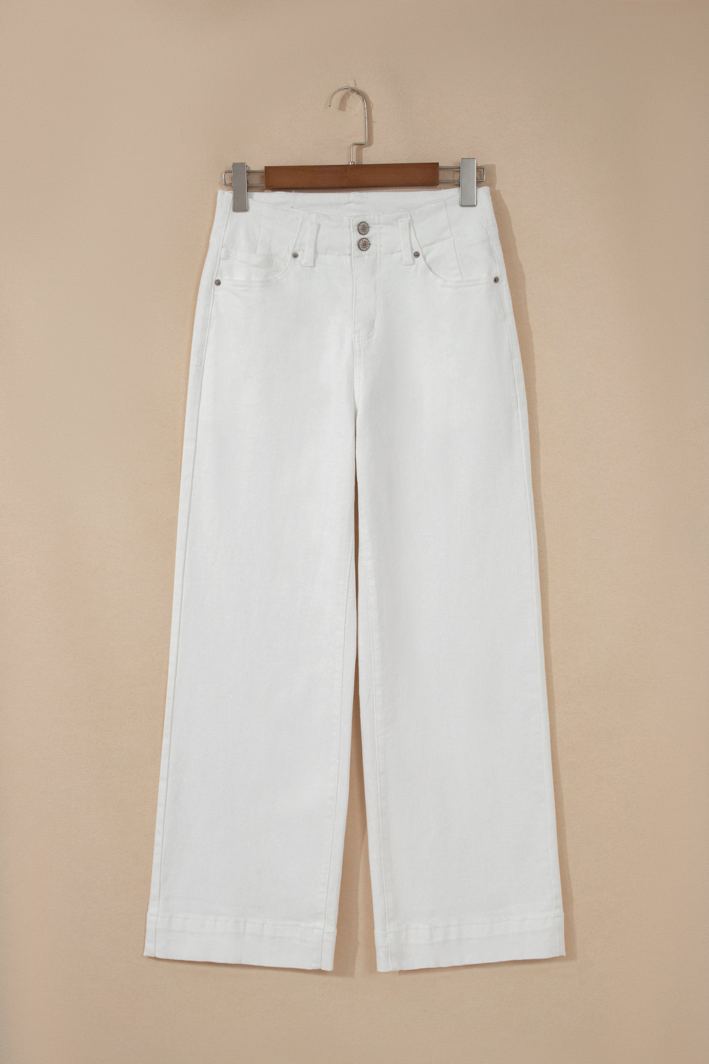 Jean Large Taille Haute Double Bouton – 4 Coloris
