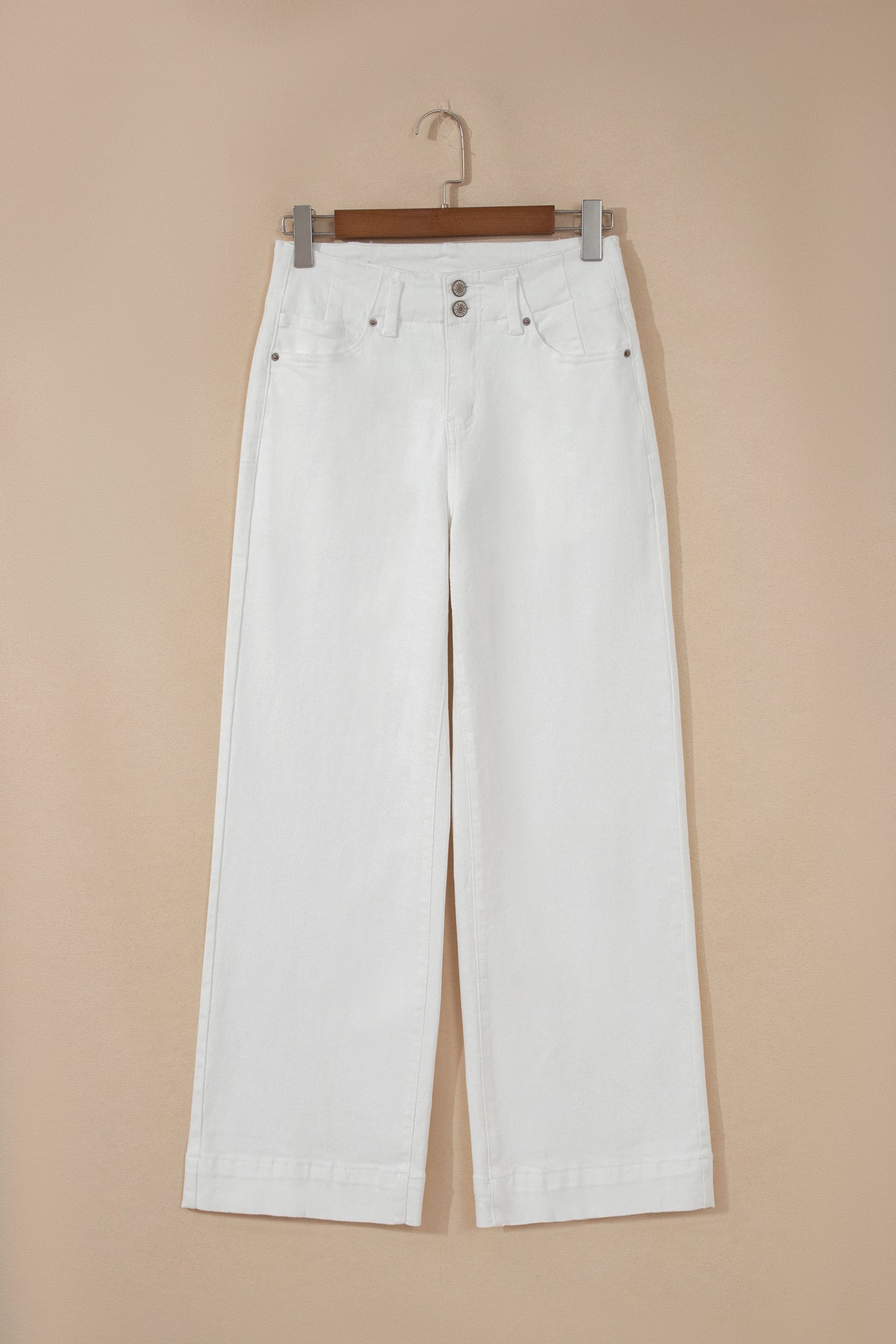 Jean Large Taille Haute Double Bouton – 4 Coloris