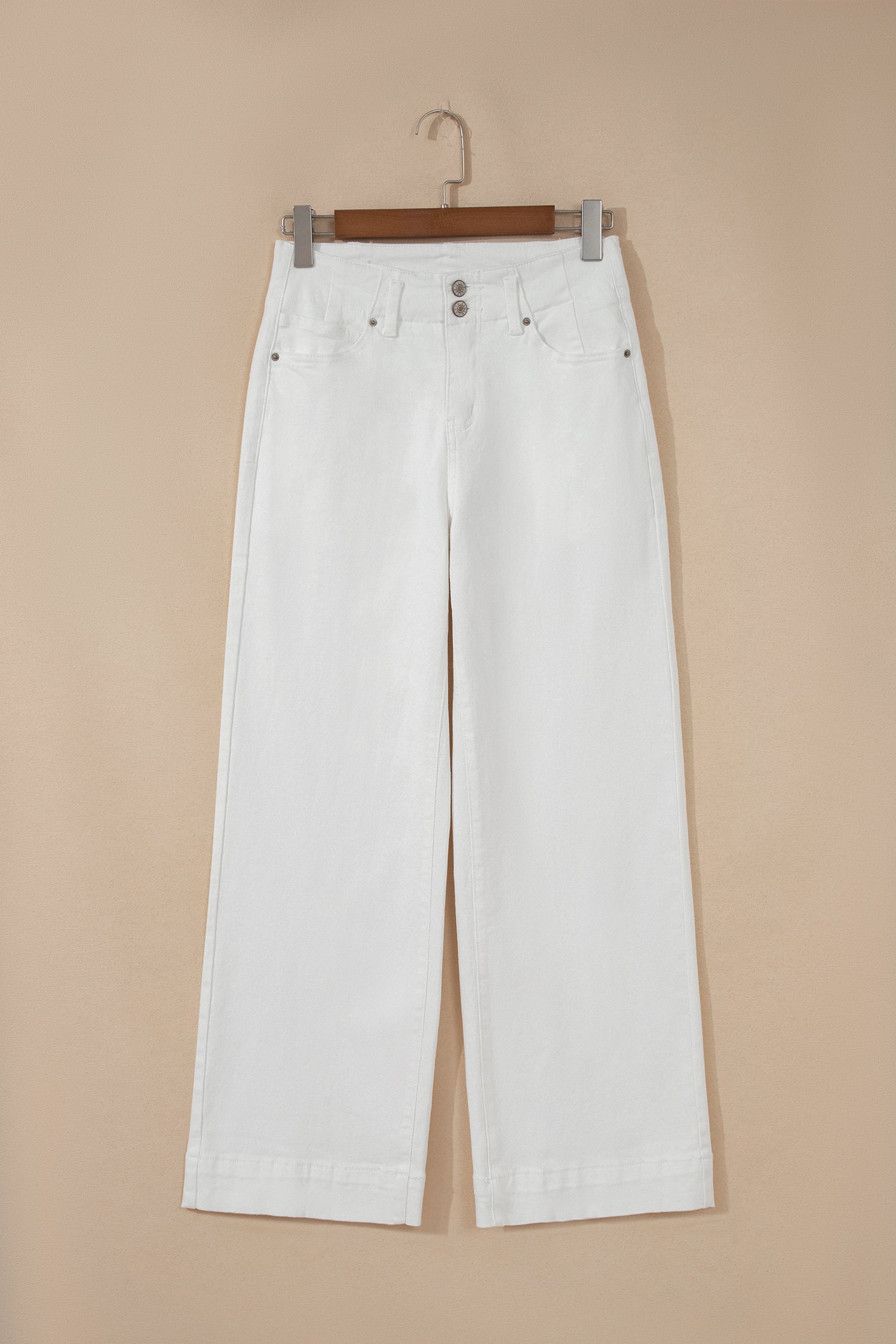 Jean Large Taille Haute Double Bouton – 4 Coloris