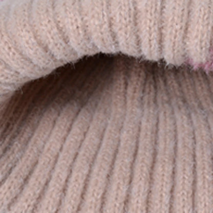 Ensemble bonnet et cache-cou en maille rose et beige pour femme – vue 2