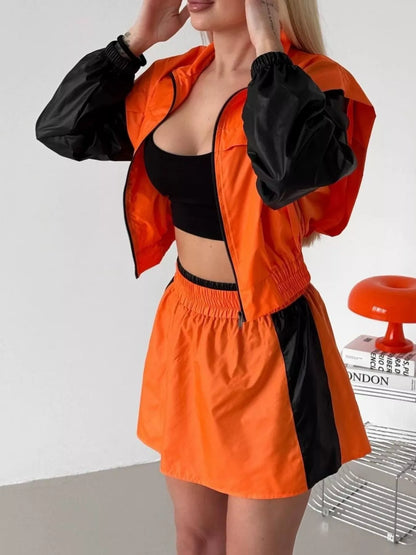 Ensemble deux pièces veste courte zippée et jupe-short pour femme – vue 12