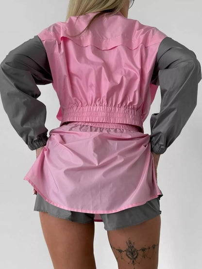 Ensemble deux pièces veste courte zippée et jupe-short pour femme – vue 5