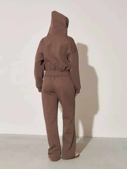 Ensemble femme sweat zippé à capuche et pantalon large – vue 16