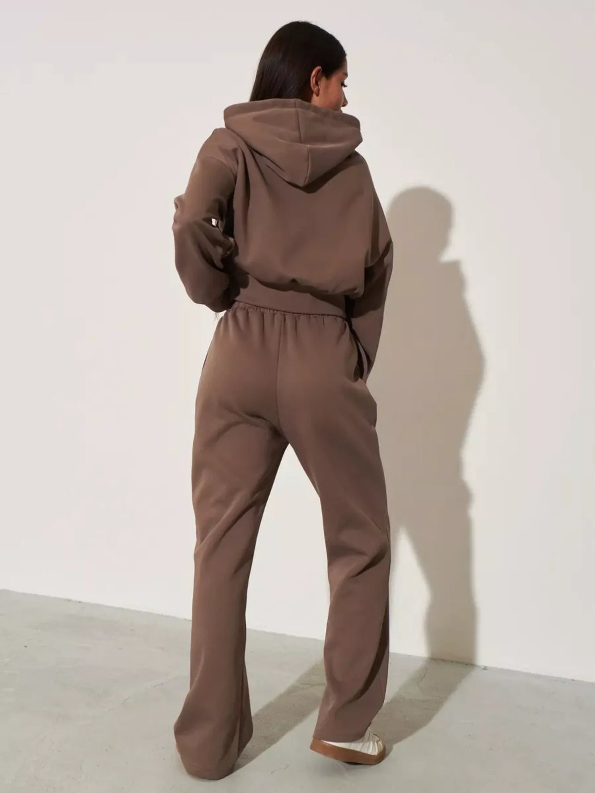 Ensemble femme sweat zippé à capuche et pantalon large – vue 17