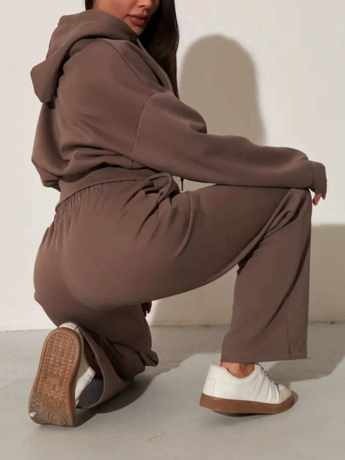 Ensemble femme sweat zippé à capuche et pantalon large – vue 18