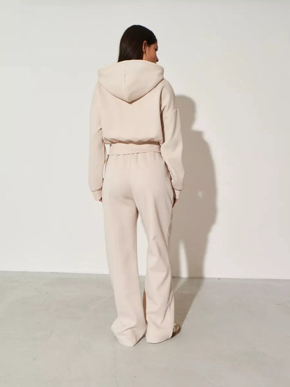 Ensemble femme sweat zippé à capuche et pantalon large – vue 7