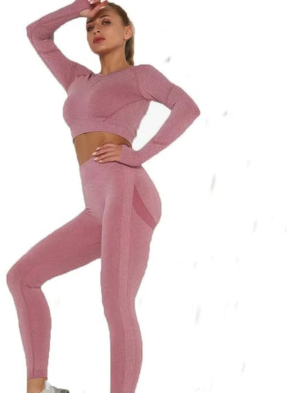 Ensemble Top Leggings Sans Coutures Femme – Confort & Style Sport by CHARMING BUNNY