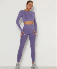 Ensemble haut court et leggings sans coutures, violet