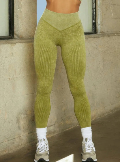 Ensemble Yoga Legging Taille Haute Femme Sculptant Olive by CHARMING BUNNY