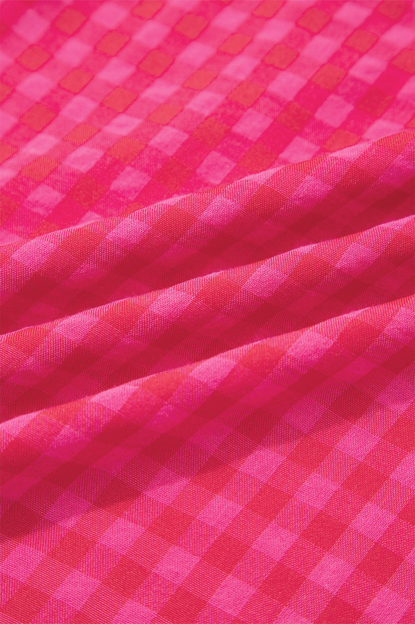Women's Red Checked Square Neck Smocked Maxi Dress with Pockets