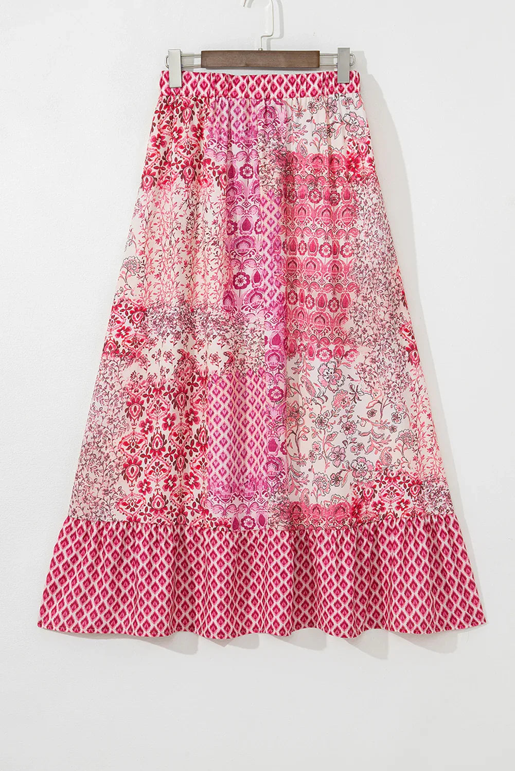 Jupe Longue Bohème Rouge Pompons Taille Élastique Femme - Oléna-Fashion