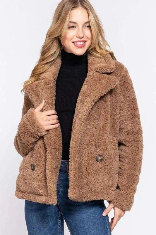 Faux Fur Sherpa Jacket - Premium  - Shop now at Oléna-Fashion