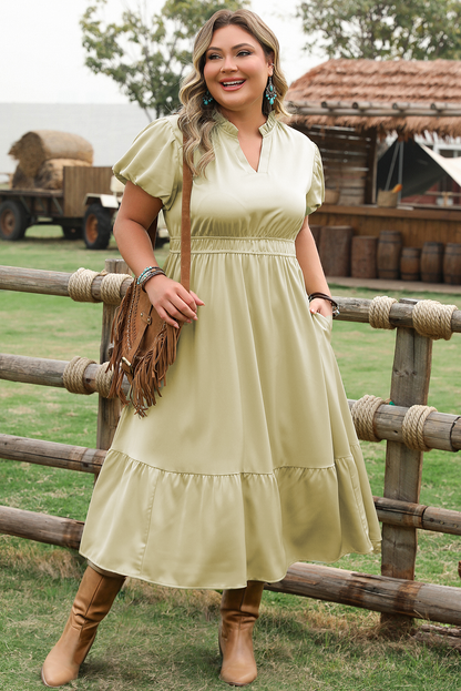Robe Maxi Plus Size Élégante Verte