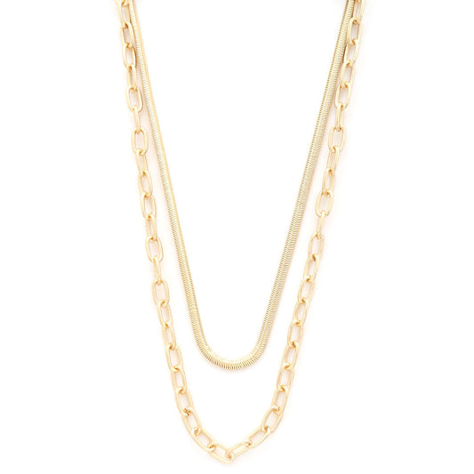 Flat Snake Oval Link Layered Necklace - Premium  - Shop now at Oléna-Fashion