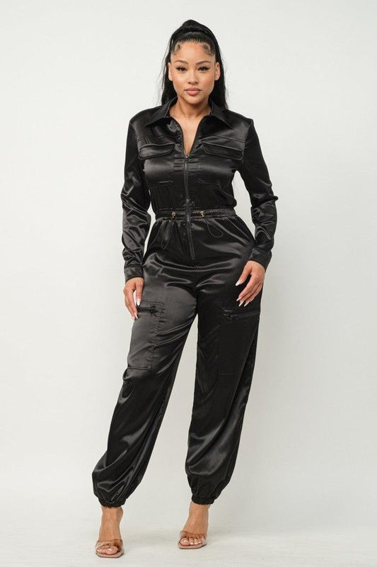 Front Zipper Pockets Top And Pants Jumpsuit - Premium  - Shop now at Oléna-Fashion