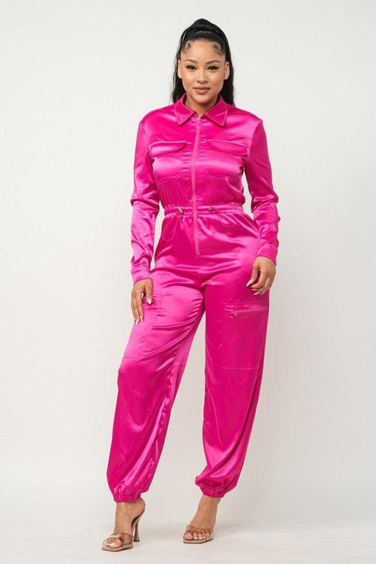 Front Zipper Pockets Top And Pants Jumpsuit - Premium  - Shop now at Oléna-Fashion