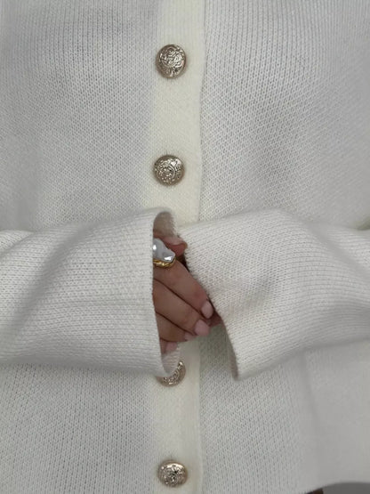 Gilet femme court à col rond et boutons – vue 14