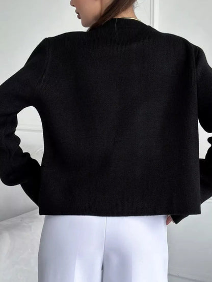 Gilet femme court à col rond et boutons – vue 21