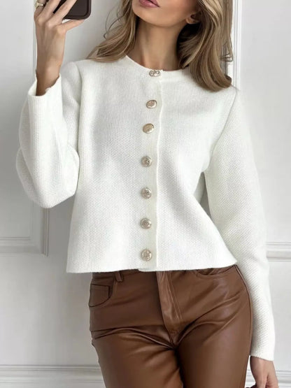 Gilet femme court à col rond et boutons – vue 6