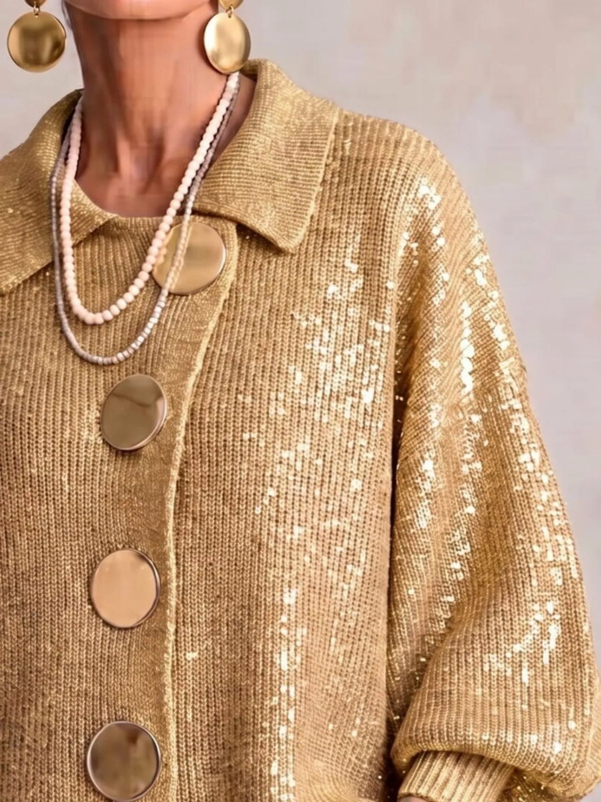 Gilet long femme en maille, col montant et ourlet ondulé – vue 3