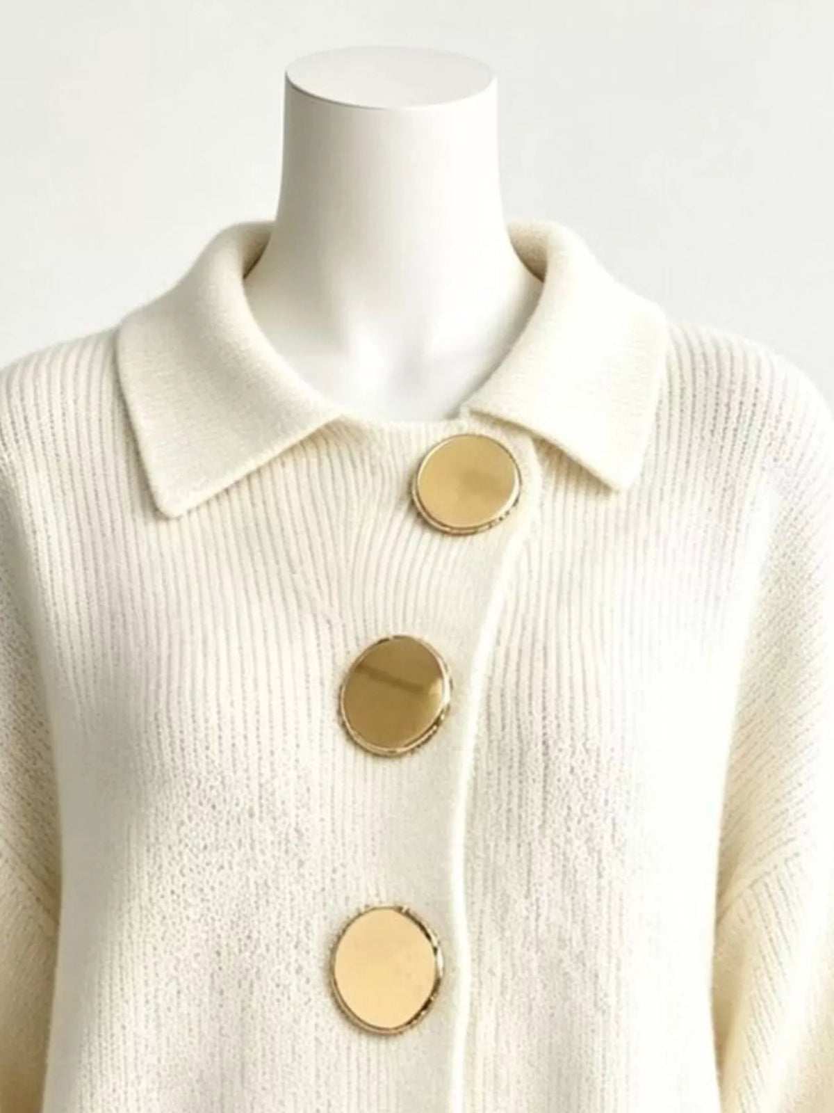 Gilet long femme en maille, col montant et ourlet ondulé – vue 5