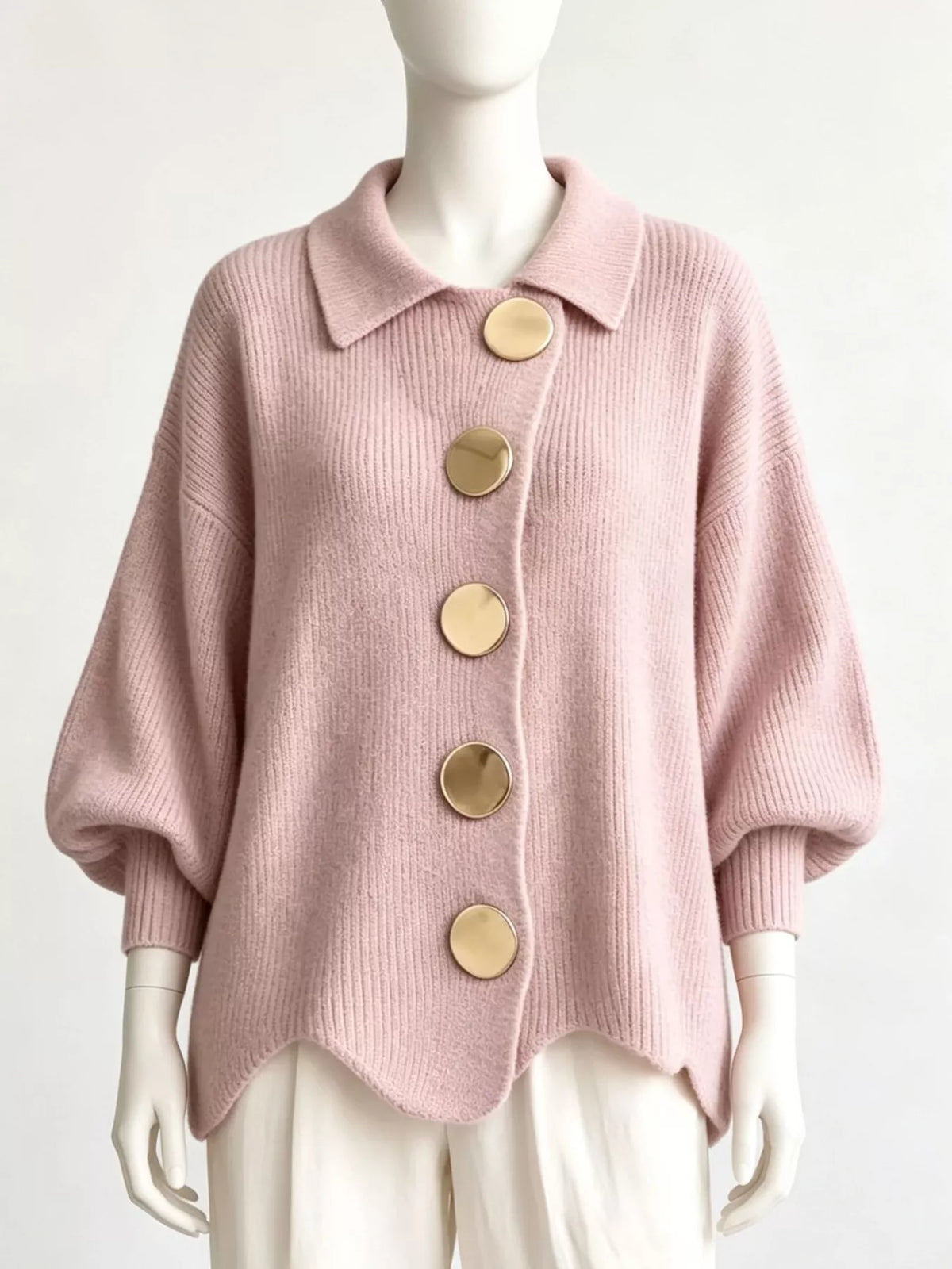 Gilet long femme en maille, col montant et ourlet ondulé – vue 7