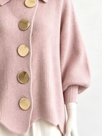 Gilet long femme en maille, col montant et ourlet ondulé – vue 9