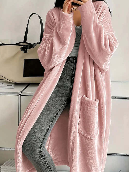 Gilet long en velours ouvert sur le devant pour femme – vue 1