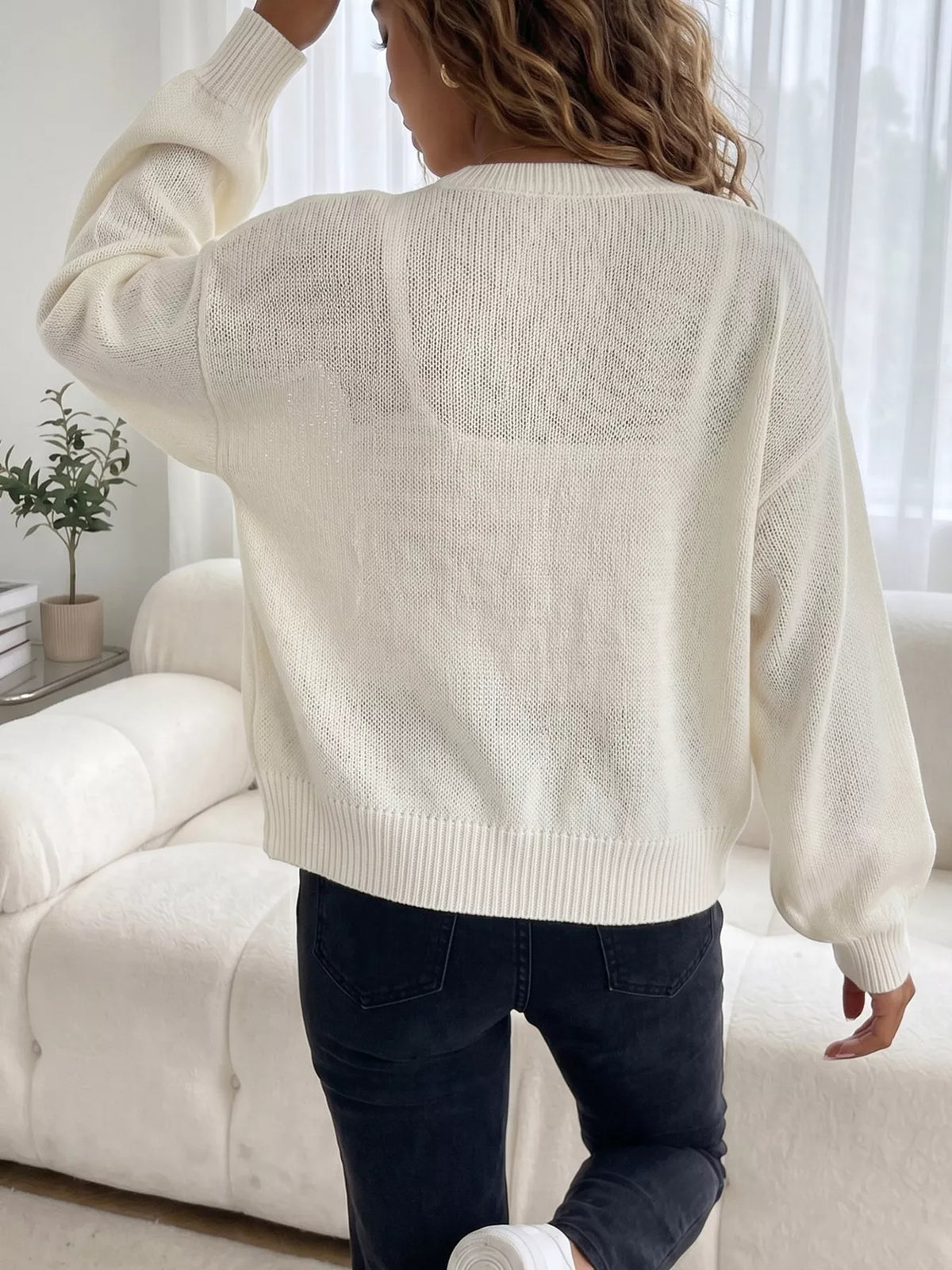 Gilet ouvert en maille à bords côtelés pour femme – vue 13