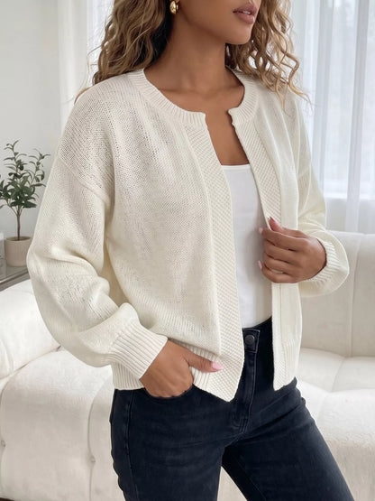Gilet ouvert en maille à bords côtelés pour femme – vue 14