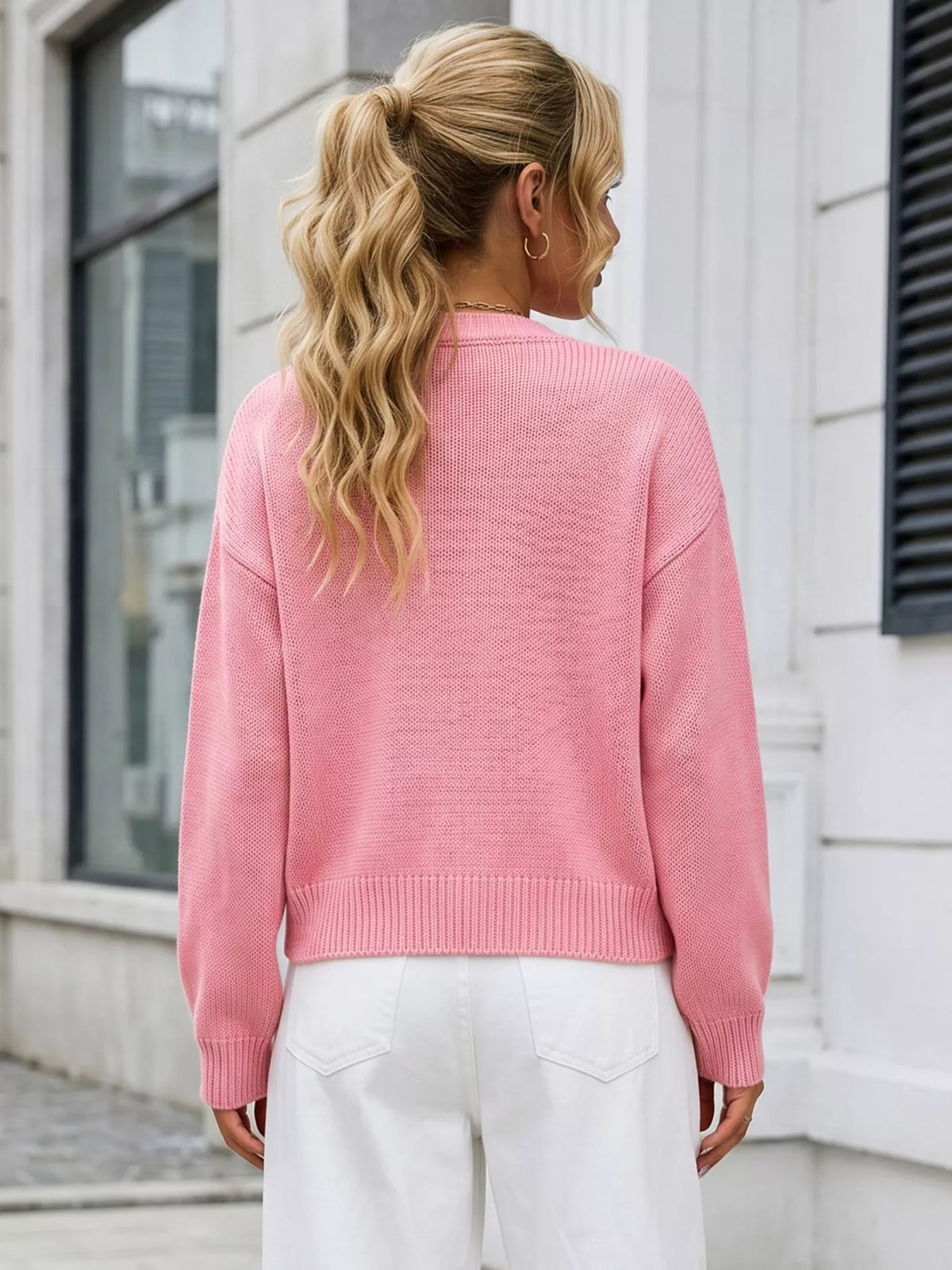 Gilet ouvert en maille à bords côtelés pour femme – vue 4