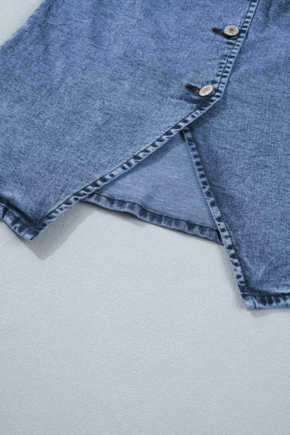 Gilet Sans Manches Denim Bleu Boutons Fente Avant Style Western Femme by Dear-Lover Dropshipping