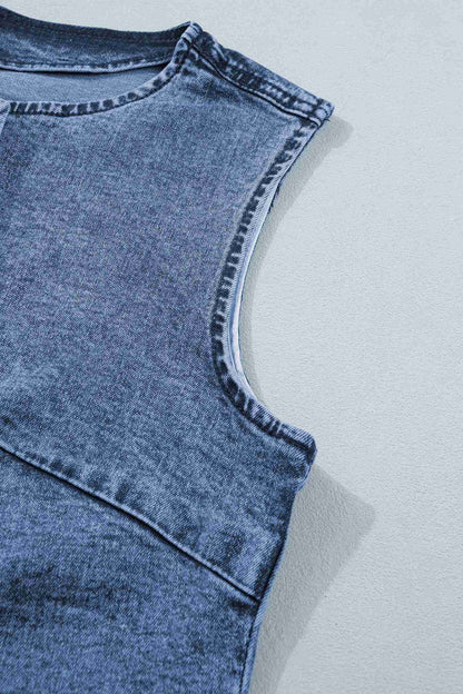 Gilet Sans Manches Denim Bleu Boutons Fente Avant Style Western Femme by Dear-Lover Dropshipping