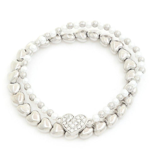 Heart Charm Beaded Bracelet Set - Premium  - Shop now at Oléna-Fashion