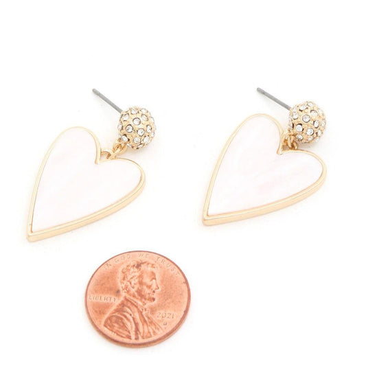 Heart Rhinestone Bead Dangle Earring - Premium  - Shop now at Oléna-Fashion