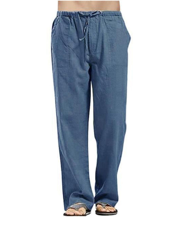 Pantalon décontracté en lin tissé pour homme - Taille S à 5XL Bleu ciel