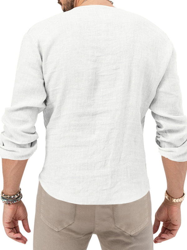 T-shirt homme à manches longues : col en V profond