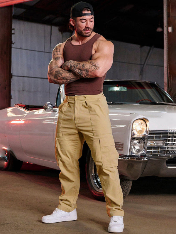 Pantalon homme décontracté coupe droite, 100% confortable